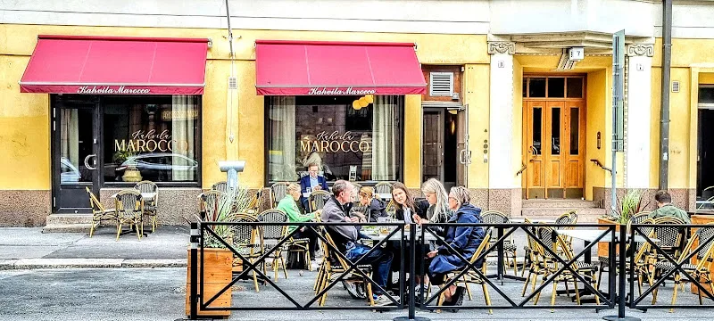 Kahvila Marocco storefront on a sunny day