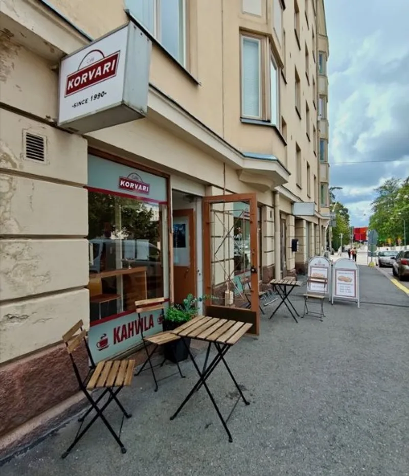 Cafe Korvari exterior in Töölö
